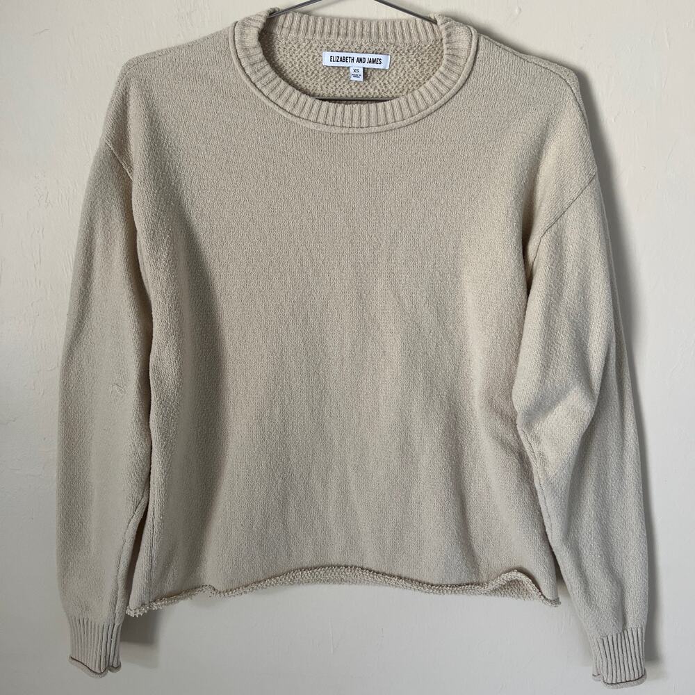 Elizabeth and James Cream Oatmeal Crewneck Cozy Sweatshirt Size XS